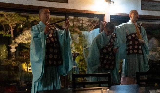 ゆば御膳、雅楽体験、⾝延⼭⼤学学⽣と交流